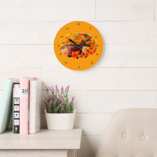 Colourful Wildlife Art Autumn Fox Large Clock