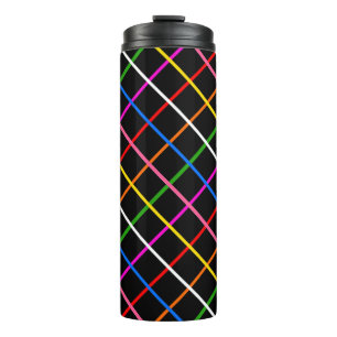 Colourful Windowpane Plaid Design Black Thermal Tumbler
