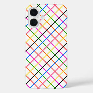 Colourful Windowpane Plaid Design White iPhone 16 Case