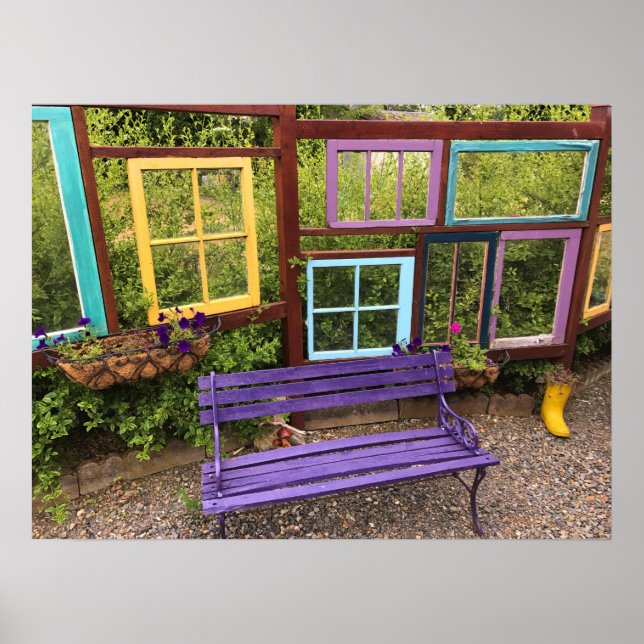 Colourful Windows & Bench Garden Decor (Front)