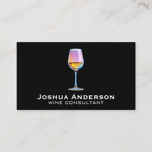 Colourful Wine Glass | Vineyard | Restaurant Business Card (Front)