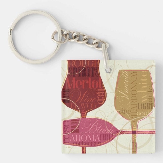 Colourful Wine Glasses Key Ring (Front)