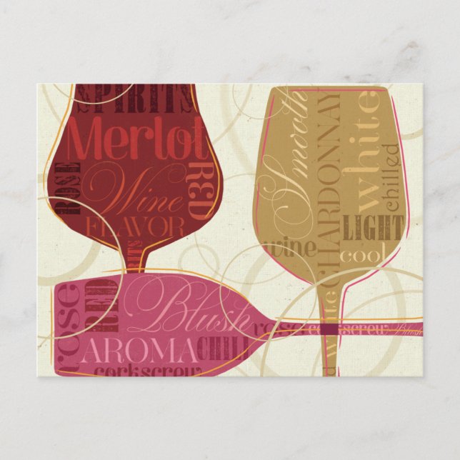 Colourful Wine Glasses Postcard (Front)