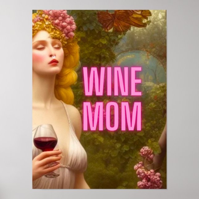 Colourful Wine Mum Quote Wine Styled Poster (Front)