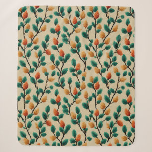 Colourful Winter Pinecone Branches Sherpa Blanket