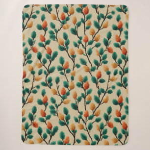 Colourful Winter Pinecone Branches Sherpa Blanket