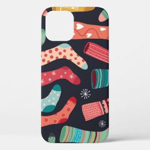 Colourful winter socks, seamless pattern. iPhone 12 case