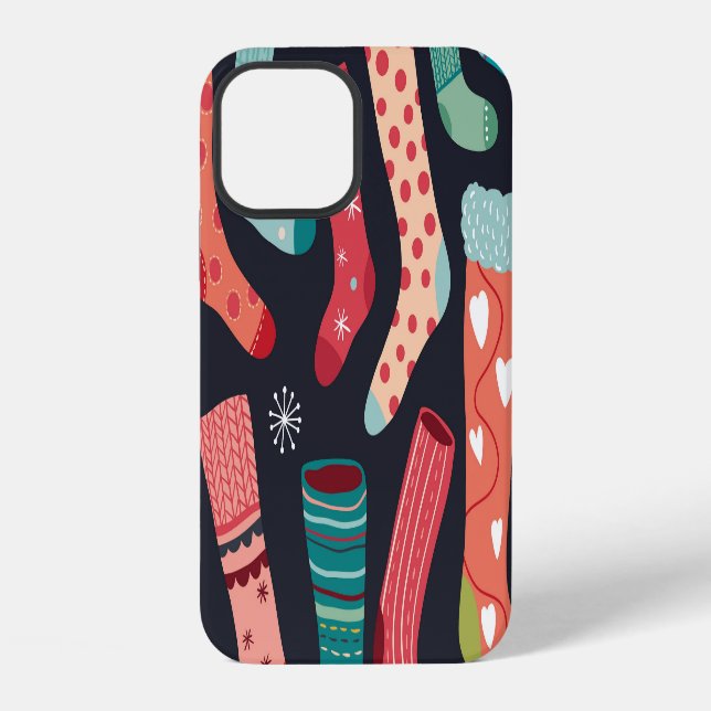 Colourful winter socks, seamless pattern. iPhone case (Back)