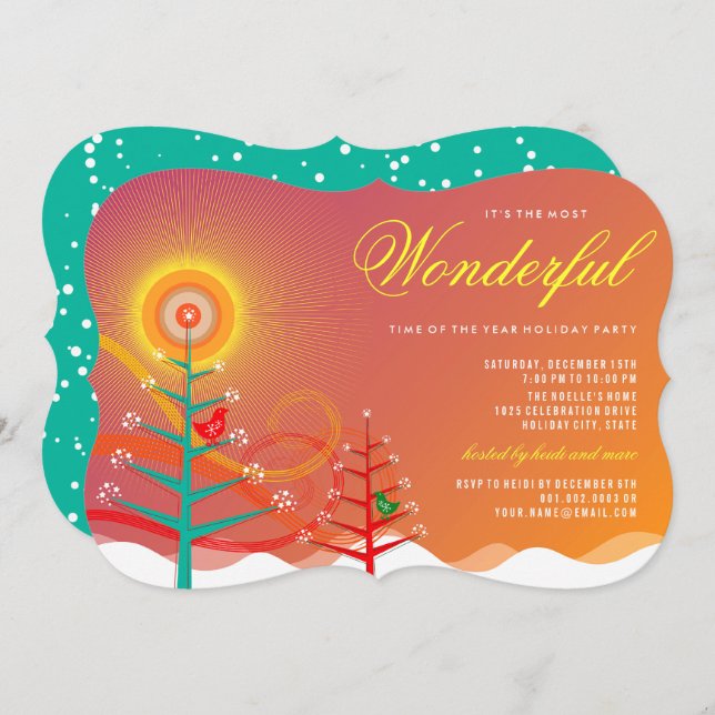Colourful Winter Wonderland Holiday Party Invite (Front/Back)