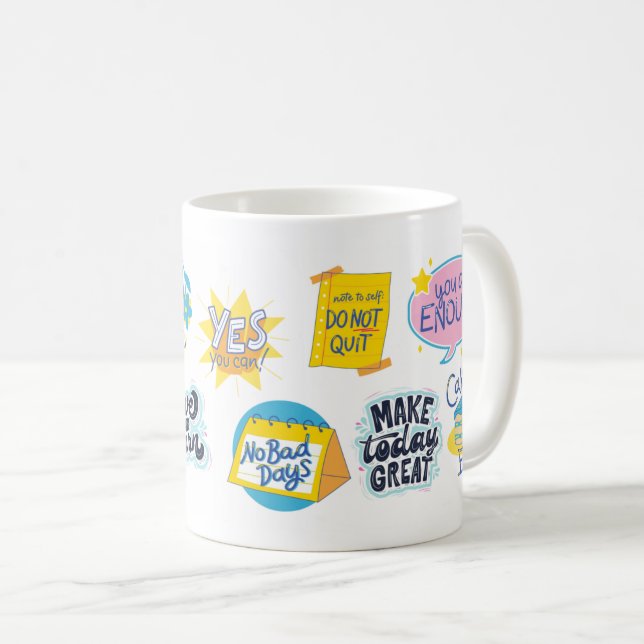 Colourful Wisdom Bubble Quotes Collectable Coffee Mug (Front Right)