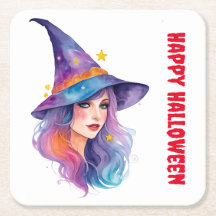 Colourful Witch Drawing Halloween 