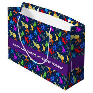 Colourful Witches In Flight. Halloween Pattern Large Gift Bag