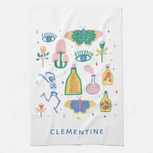 Colourful Witchy Magic Potions Personalised Name  Tea Towel