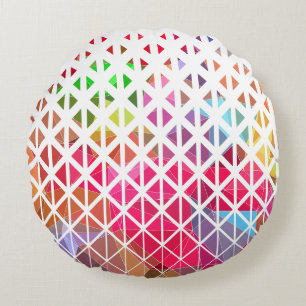 Colourful with a geometric pattern round cushion
