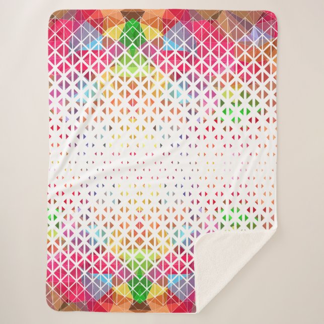 Colourful with a geometric pattern sherpa blanket (Front)