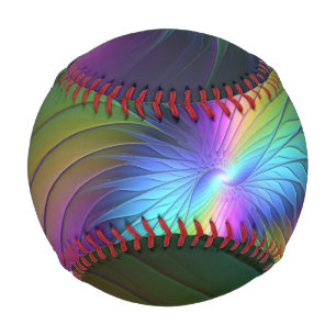 Colourful With Blue Modern Abstract Fractal Art Baseball