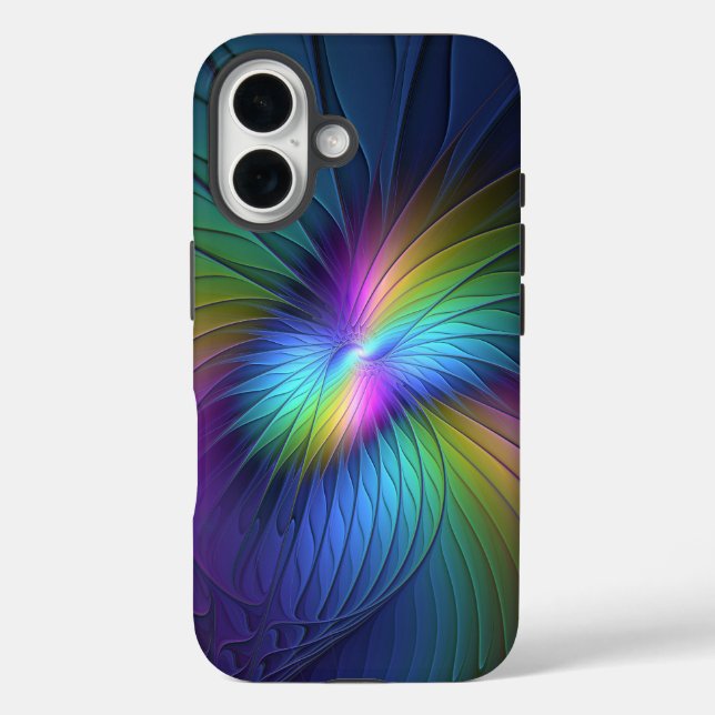 Colourful With Blue Modern Abstract Fractal Art Case-Mate iPhone Case (Back)