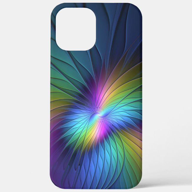 Colourful With Blue Modern Abstract Fractal Art Case-Mate iPhone Case (Back)