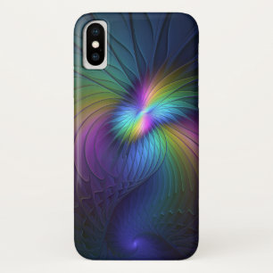 Colourful With Blue Modern Abstract Fractal Art iPhone X Case