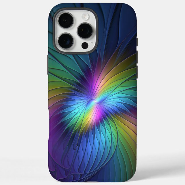 Colourful With Blue Modern Abstract Fractal Art Case-Mate iPhone Case (Back)