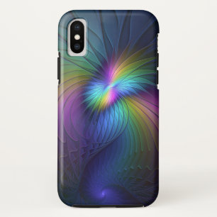 Colourful With Blue Modern Abstract Fractal Art iPhone X Case