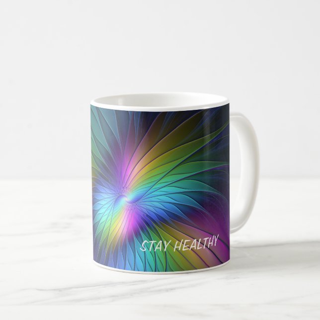Colourful With Blue Modern Abstract Fractal Art Coffee Mug (Front Right)