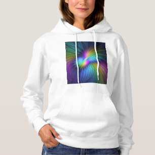 Colourful With Blue Modern Abstract Fractal Art Hoodie