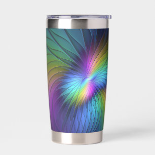 Colourful With Blue Modern Abstract Fractal Art Insulated Tumbler