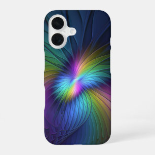 Colourful With Blue Modern Abstract Fractal Art iPhone 16 Case