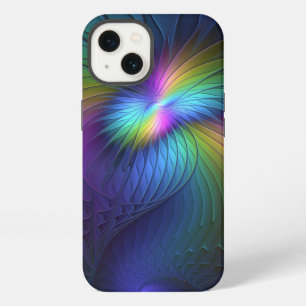 Colourful With Blue Modern Abstract Fractal Art iPhone Case