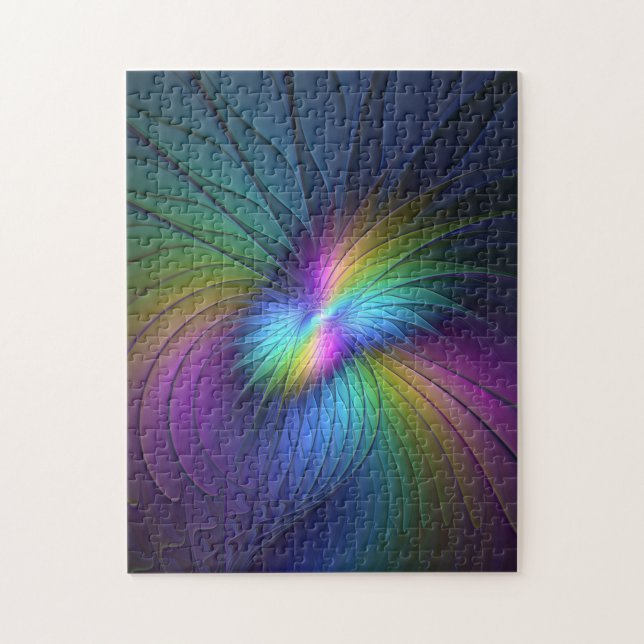 Colourful With Blue Modern Abstract Fractal Art Jigsaw Puzzle (Vertical)