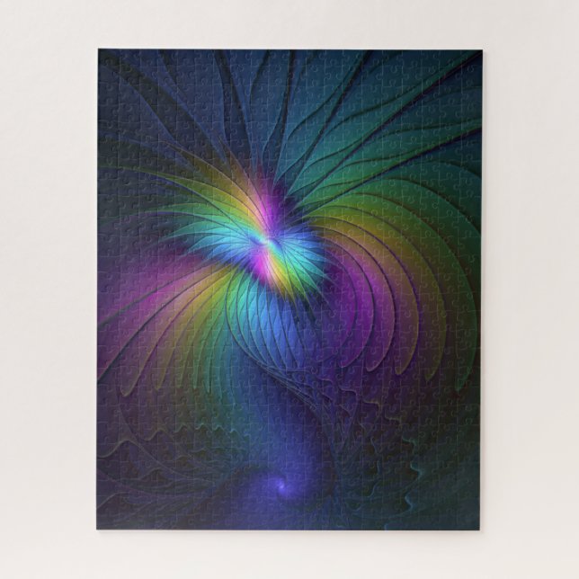 Colourful With Blue Modern Abstract Fractal Art Jigsaw Puzzle (Vertical)