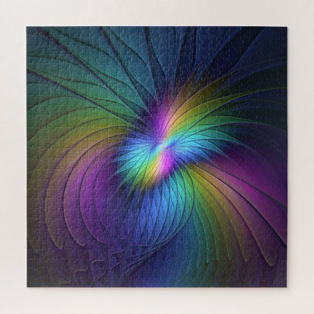 Colourful With Blue Modern Abstract Fractal Art Jigsaw Puzzle (Vertical)