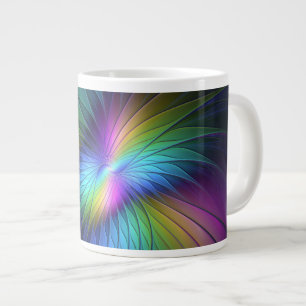 Colourful With Blue Modern Abstract Fractal Art Large Coffee Mug