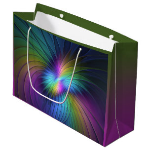 Colourful With Blue Modern Abstract Fractal Art Large Gift Bag