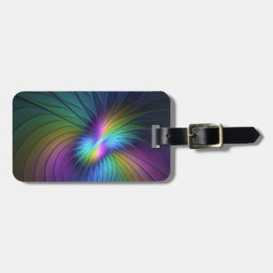 Colourful With Blue Modern Abstract Fractal Art Luggage Tag