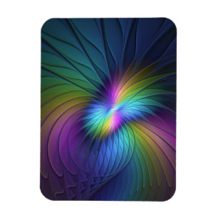 Colourful With Blue Modern Abstract Fractal Art Magnet