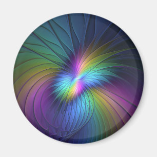Colourful With Blue Modern Abstract Fractal Art Magnet