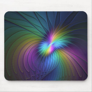 Colourful With Blue Modern Abstract Fractal Art Mouse Pad