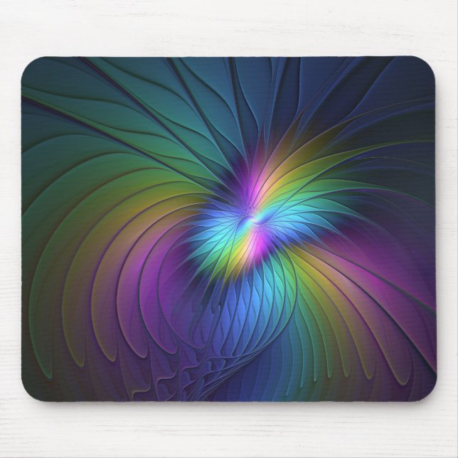 Colourful With Blue Modern Abstract Fractal Art Mouse Pad (Front)