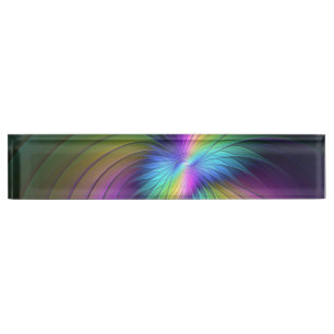 Colourful With Blue Modern Abstract Fractal Art Nameplate