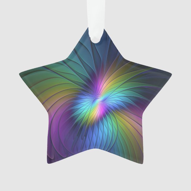 Colourful With Blue Modern Abstract Fractal Art Ornament (Front)