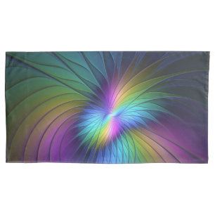 Colourful With Blue Modern Abstract Fractal Art Pillowcase
