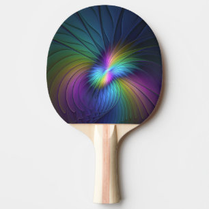 Colourful With Blue Modern Abstract Fractal Art Ping Pong Paddle