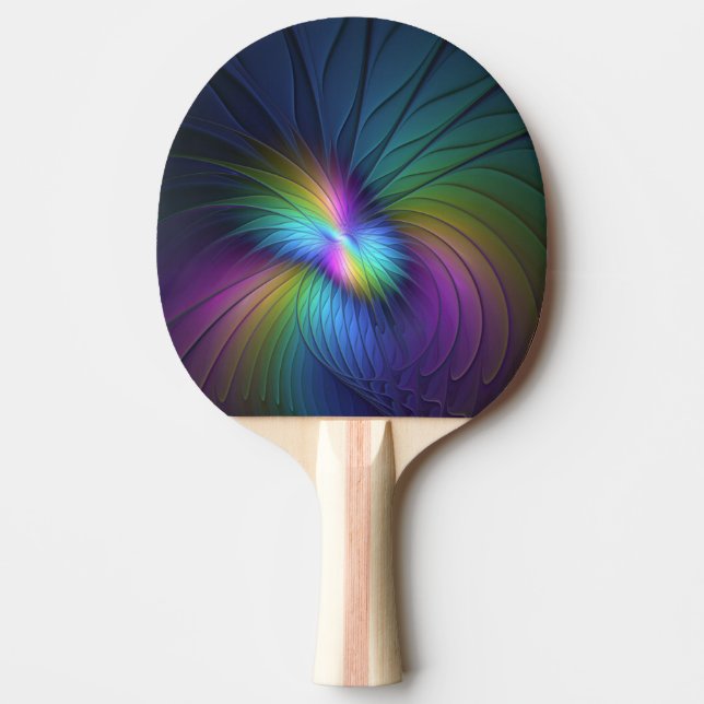 Colourful With Blue Modern Abstract Fractal Art Ping Pong Paddle (Front)