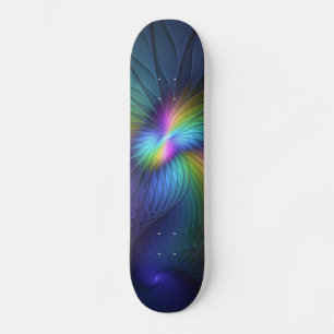 Colourful With Blue Modern Abstract Fractal Art Skateboard