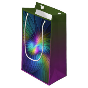 Colourful With Blue Modern Abstract Fractal Art Small Gift Bag