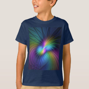Colourful With Blue Modern Abstract Fractal Art T-Shirt