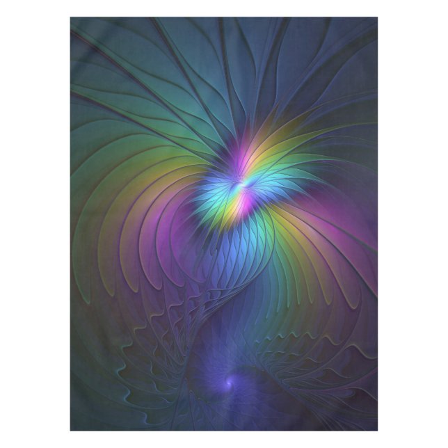 Colourful With Blue Modern Abstract Fractal Art Tablecloth (Front)