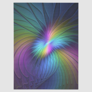 Colourful With Blue Modern Abstract Fractal Art Tissue Paper